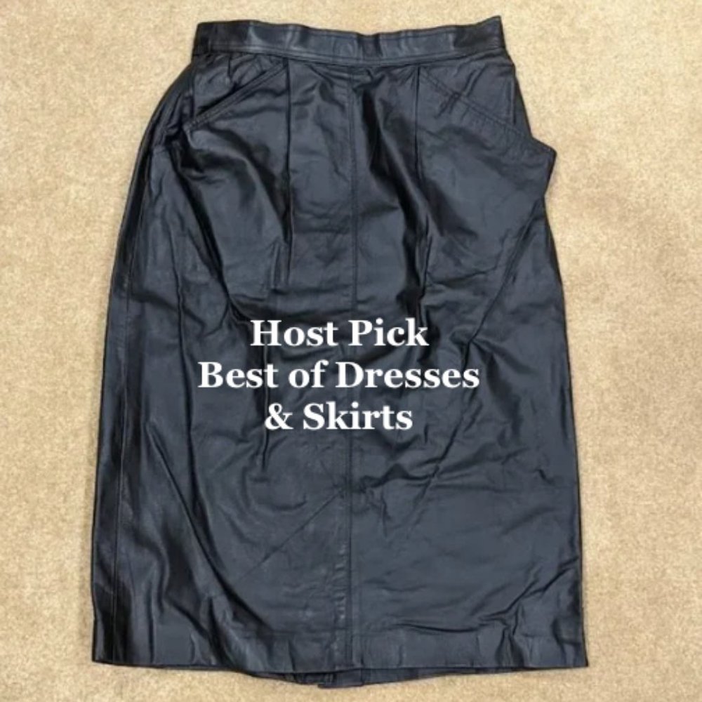 Vintage Black Leather Skirt with Pockets by Schrader